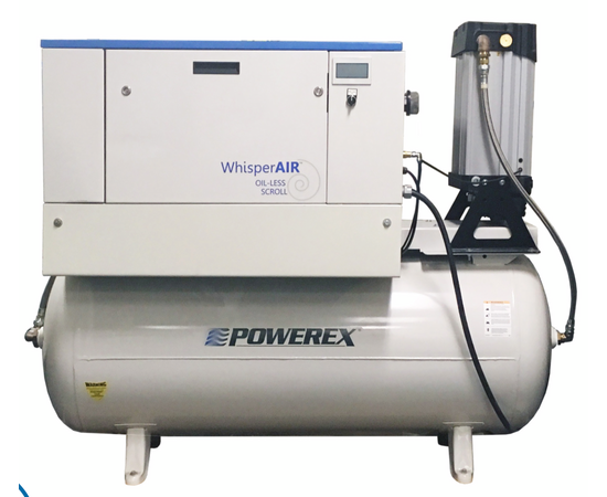 Powerex 7.5 HP Air Compressor Oilless Scroll 120 Gal Tank 23.1 CFM | 3-Phase | STES0754