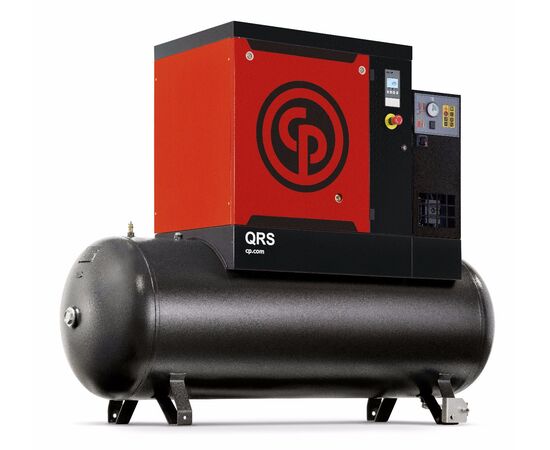 Chicago Pneumatic QRS 10D 125 TM, 10 HP Rotary Screw Air Compressor, 38.8 CFM @ 125 PSI, 120 Gallon Tank & Air Dryer, 3-Phase