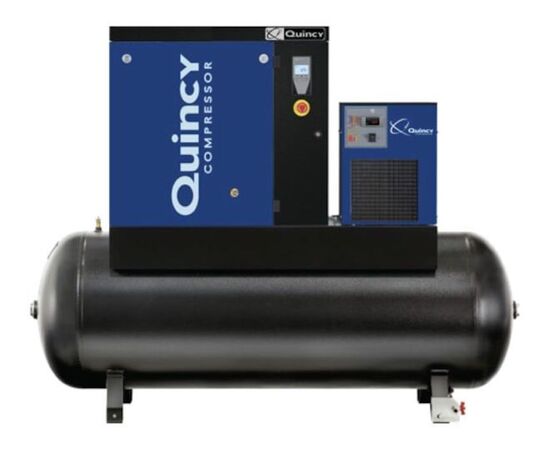 Quincy QGS 15 TMD-3 15 HP Rotary Screw Air Compressor, 56 CFM. 120 Gallon Air Tank & Air Dryer 208-230/460 Volt, 3-Phase