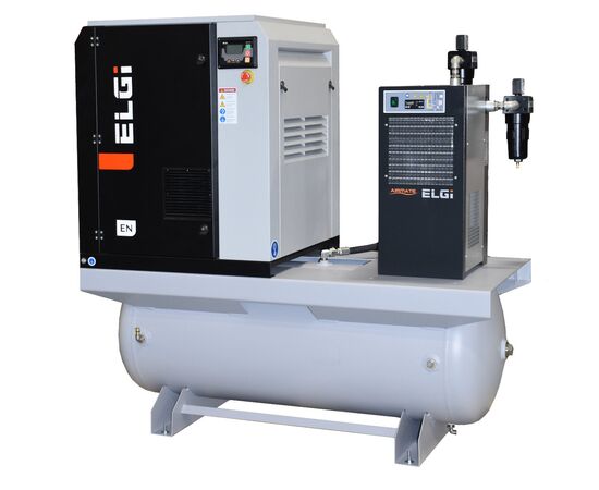 ELGI 10 HP Rotary Screw Air Compressor, 38 CFM @ 125 PSI, 120 Gallon Air Tank with Air Dryer, 3-Phase | EN07-125-120T-G2A